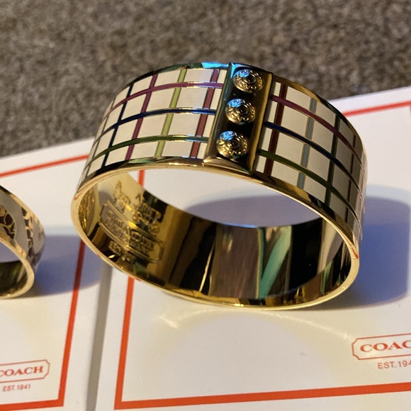 Authentic Coach Bangles Signature Logo Patterns Styles Size 7 Ring Silver Gold - Picture 13 of 16